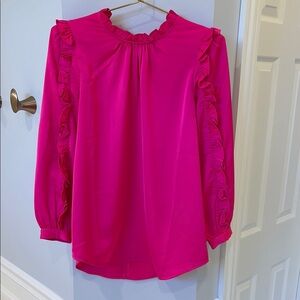 J. Crew Pink Ruffled Puff Sleeve Blouse